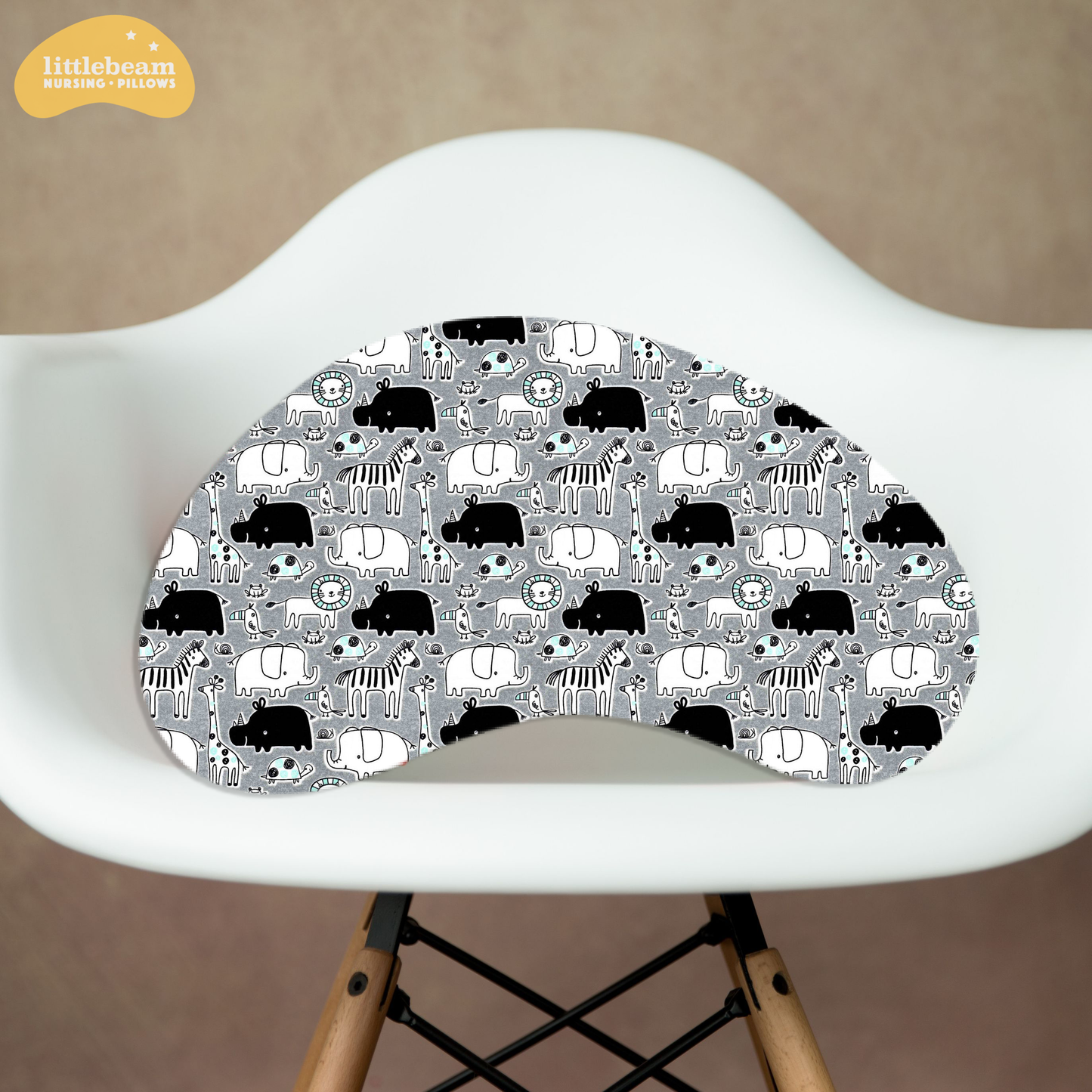 Littlebeam Nursing & Breastfeeding Pillow Slip Cover Design Gray Safari | Littlebeam